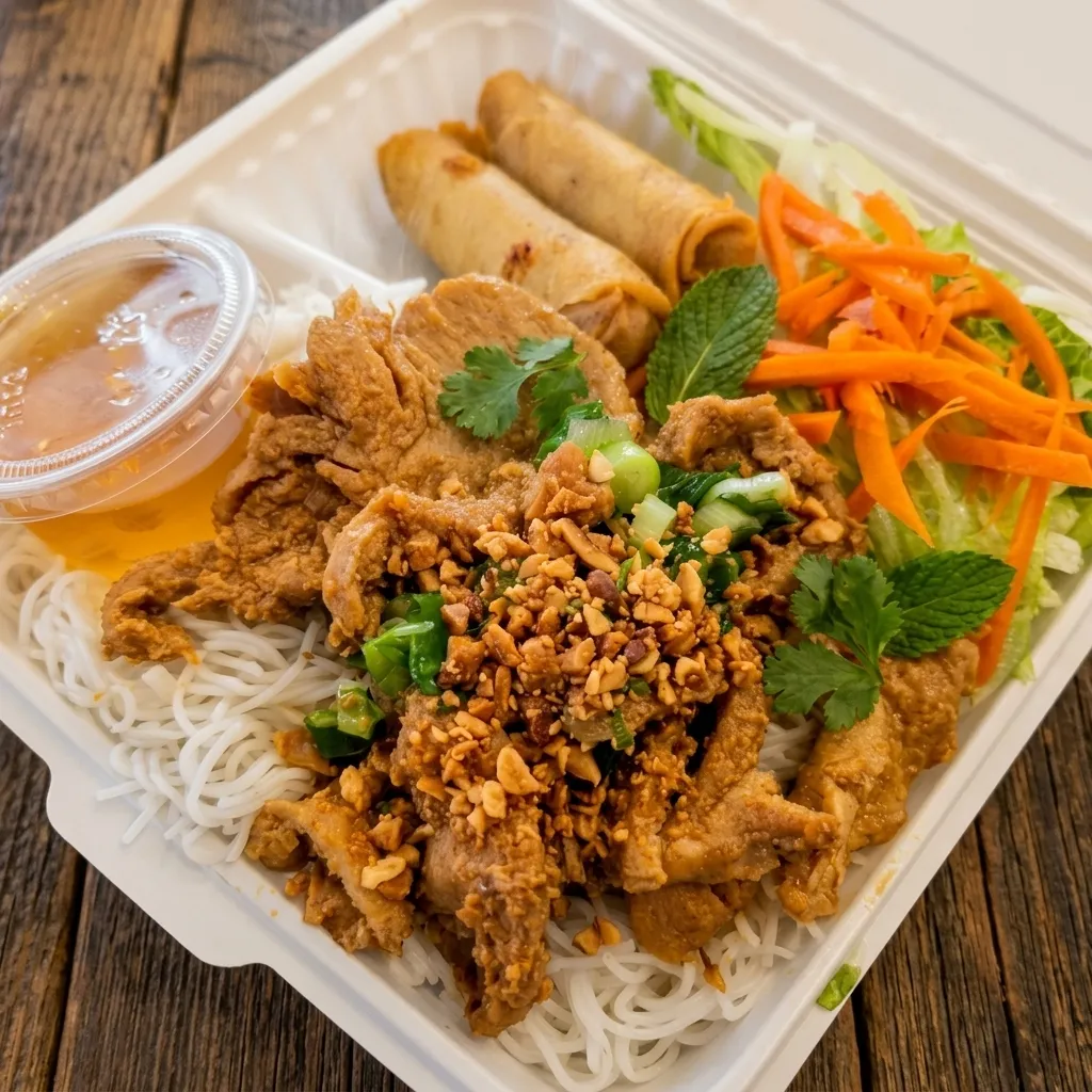 Grilled pork vermicelli bowl at S&T Vietnamese Kitchen, Southcentre Mall Calgary