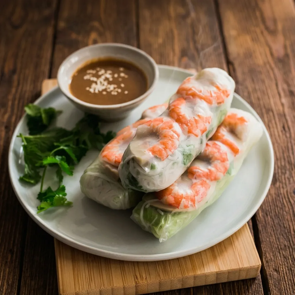 Fresh shrimp salad rolls at a Vietnamese restaurant in Calgary